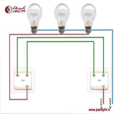 نقشه سیم کشی کلید تبدیل با چند لامپ