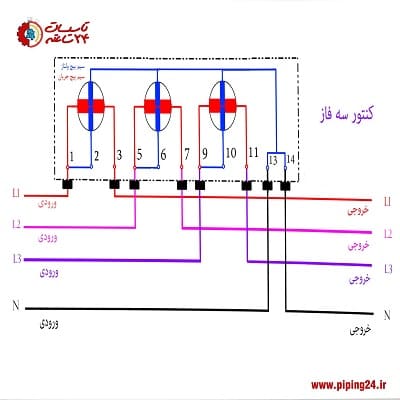 نقشه نصب کنتور سه فاز آنالوگ